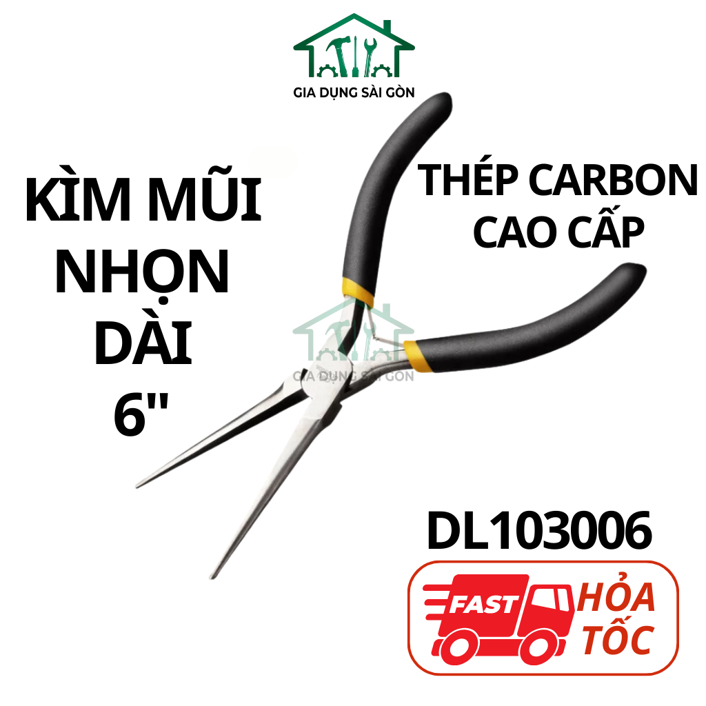 Kìm Mũi Nhọn Dài Mini Đa Năng Deli - Kềm Chất Liệu Thép Carbon Cao Cấp Chống Mòn Gỉ, 150mm - DL103006