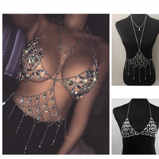 Áo bikini đai eo kết đá dây xích quyến rũ phá cách mã KLU-15