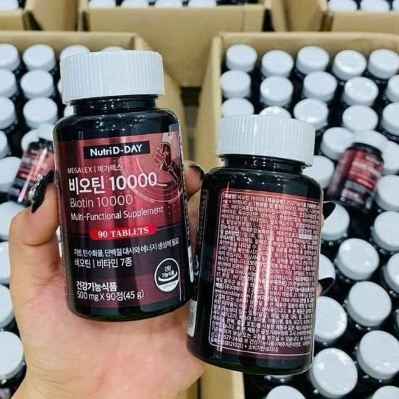 Viên uống mọc tóc Biotin NutriD-Day 10000/ 1 lọ 90 viên x 500mg/ Hàn Quốc