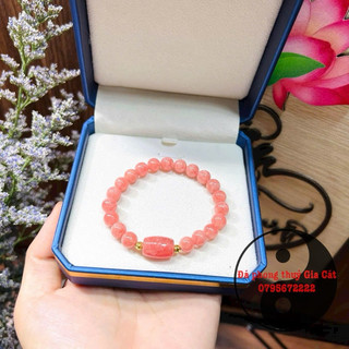 Vòng tay đá đào hoa mix lu thống đẹp kiểm định hàng chuẩn