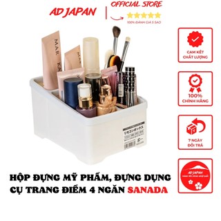 Hộp đựng mỹ phẩm, đựng dụng cụ trang điểm màu trắng bằng nhựa cao cấp 4 ngăn Sanada hàng nội địa Nhật Bản AD138