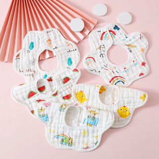 Yếm xoay yếm dãi cổ tròn xoay 360 độ thấm hút tốt chất liệu cotton mềm mịn màu sắc đáng yêu cho bé từ 0m