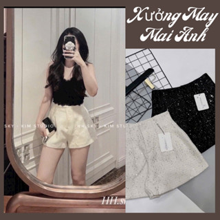  Quần Short Dạ Kim Tuyến Chất Dày Dặn Bản Lưng Cao Quần Sooc Dạ Hàng 2 lớp Cực Sang Chảnh 