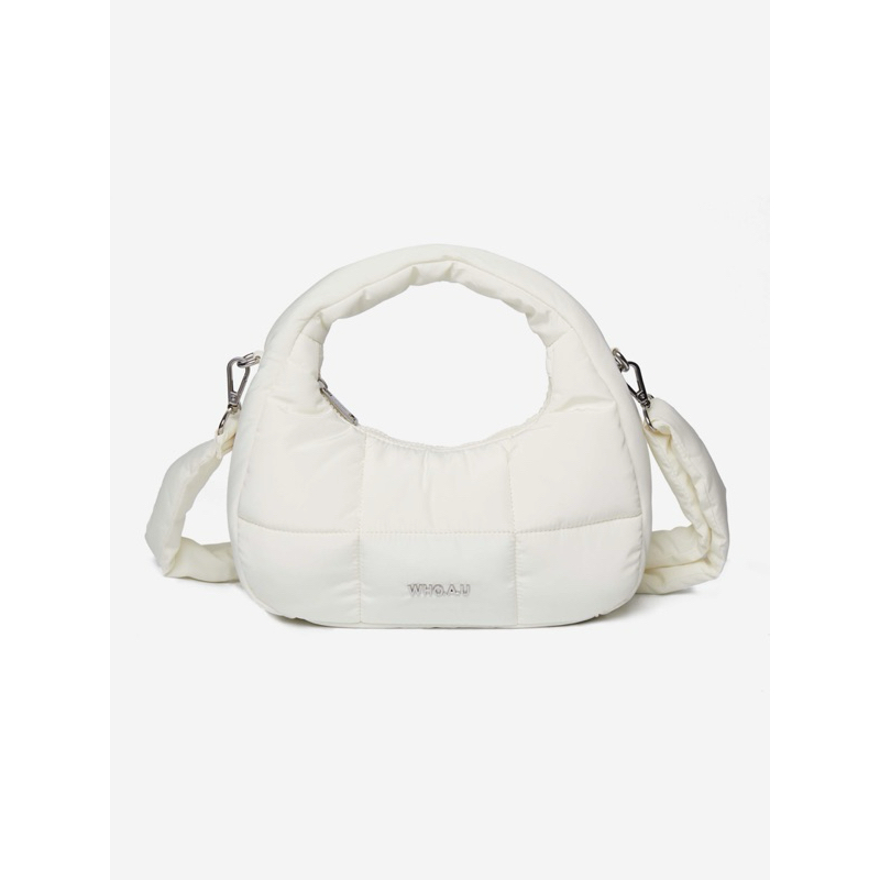 CHÍNH HÃNG - TÚI WHOAU PADDED HOBO WHITE BAG - TÚI XÁCH PHAO MÀU TRẮNG