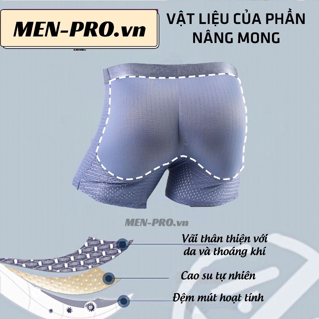 Quần độn mông nam nâng mông tự nhiên không dấu vết, quần sịp boxer sexy thoáng mát  lịch lãm - SALINA STORE