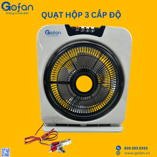 Quạt 12V-Quạt hộp 12V kẹp bình ắc quy -công suất 25W-GOFAN-giao màu ngẫu nhiên-3 cấp độ-hàng sẵn kho