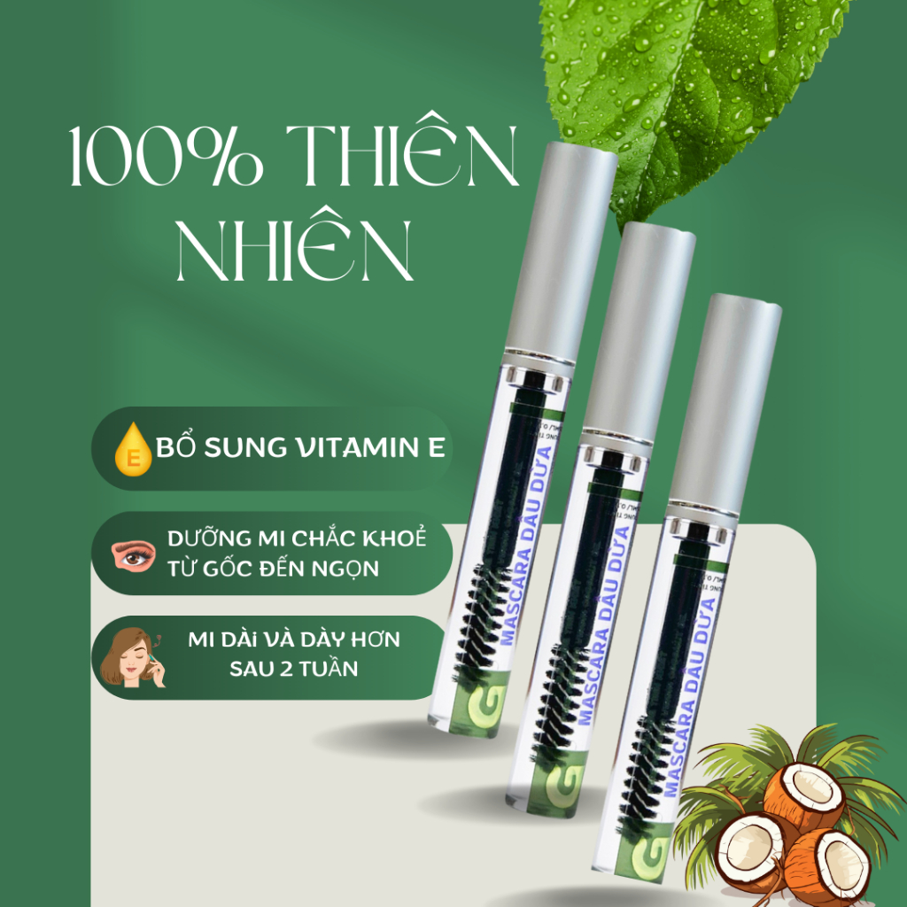 Mascara dầu dừa tinh khiết giữ ẩm dài mi giúp hàng mi khoẻ mạnh