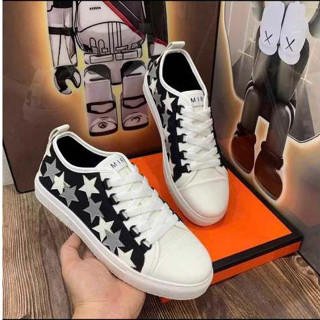  Giày thể thao sneaker nam nữ Amiri canvas thêu ngôi sao da hai bên mũi trắng đế cao su non boy phố GS69P 