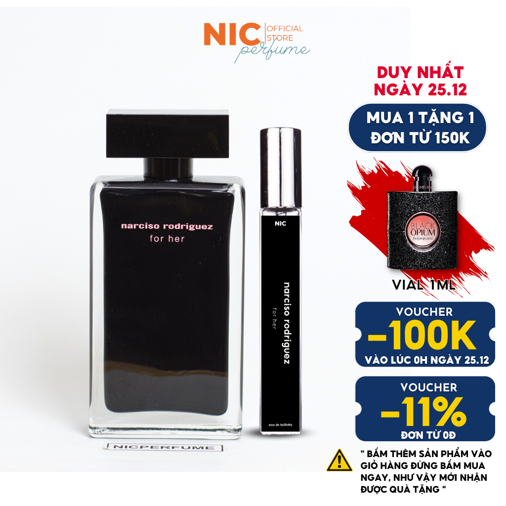 10ml Narciso Rodriguez For Her EDT | Nước hoa nữ Nar Đen chính hãng