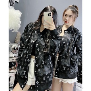 Áo khoác nam nữ bomber lv in kín phối tay da họa tiết các mẫu hottrend cháy phố,hn