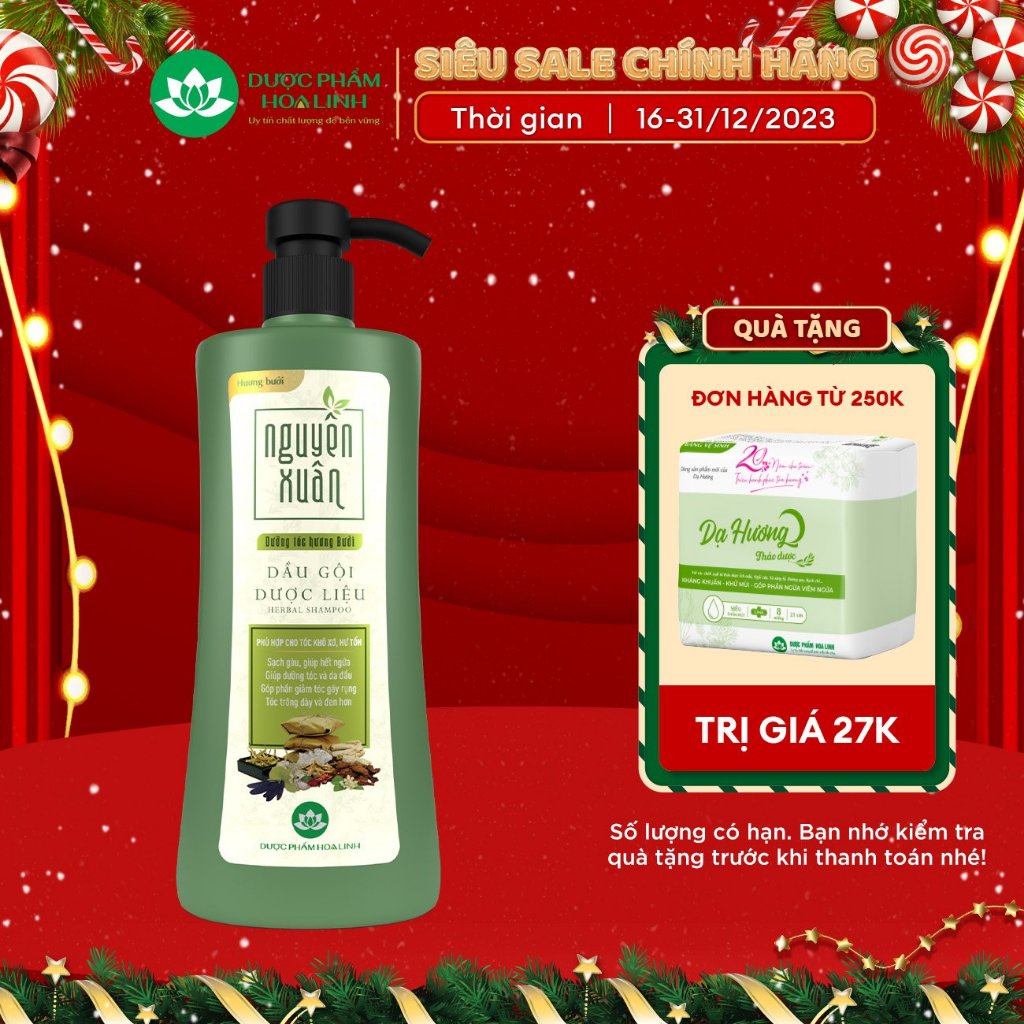 Dầu gội dược liệu Nguyên Xuân Dưỡng tóc Hương bưởi 450ml -Tặng thêm 50ml giá không đổi