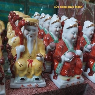 thổ địa ông bà màu ( sành sứ )