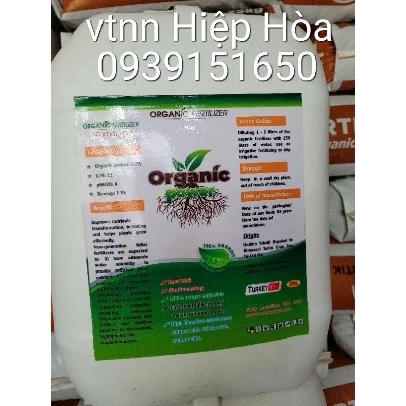 ORGANIC POWER can 20 lít. Hàng nhập khẩu từ Thổ Nhĩ Kỳ