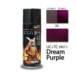 Sơn xịt samurai . hệ thống màu 2 lớp màu tím nho dream uch611* + bóng