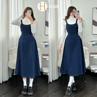 Váy jeans 2 dây Hari lưng chun dáng xòe mã 634 P0K11