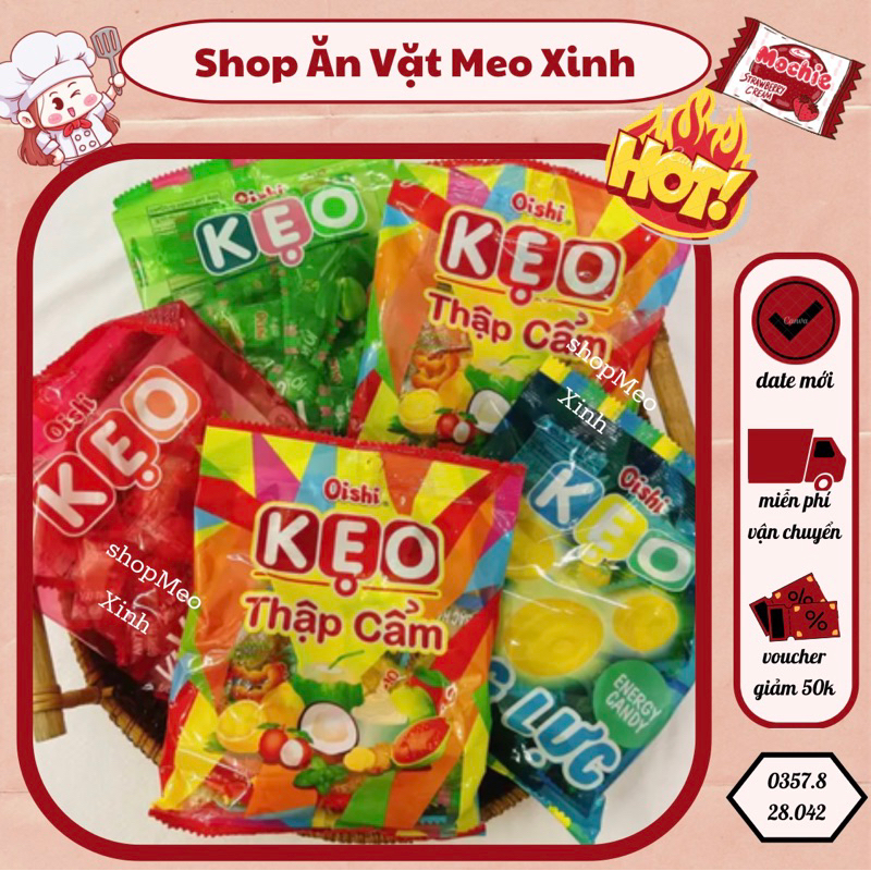 KẸO OISHI ĐỦ VỊ ỔI SODA CHANH ĐÁ THẬP CẨM , GÓI KẸO OISHI SIÊU THƠM NGON