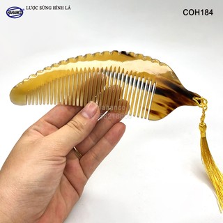 Lược sừng hình chiếc lá xuất Nhật- COH184 -Món quà ý nghĩa cho người thương (Size: L-17cm)