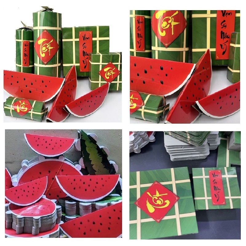 Mô Hình Bánh Chưng,Bánh Tét,Dưa Hấu Dùng Để Trang Trí