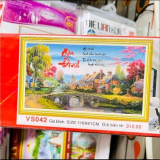 Tranh đính đá-Tranh thêu chữ thập Gia Đình (88803,vs042,lv348)