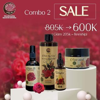 Combo chăm sóc da 4 món_Phúc An House_Tẩy trang_massage Oil_Rose Mask_Rose Toner_Chăm sóc toàn diện làn da bạn