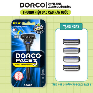 Dao cạo râu 3 lưỡi dorco pace 3 tặng hộp 04 đầu cạo thay thế 3 lưỡi dorco pace 3