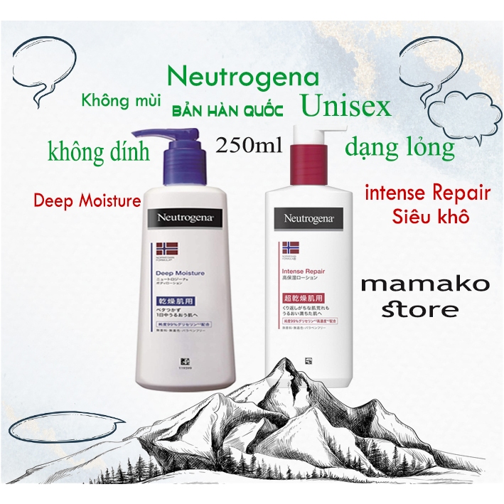 Neutrogena  [ da khô, da cưc khô  / 3 phân  loại / body lotion & dưỡng da tay