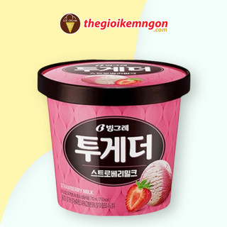 Kem hộp dâu sữa Hàn Quốc Binggrae Together Strawberry Milk (710ML)