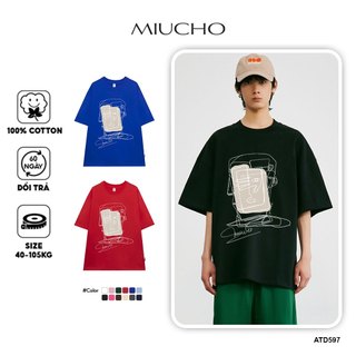 Áo thun nam form rộng ATD597 Miucho cotton cổ tròn in artwork