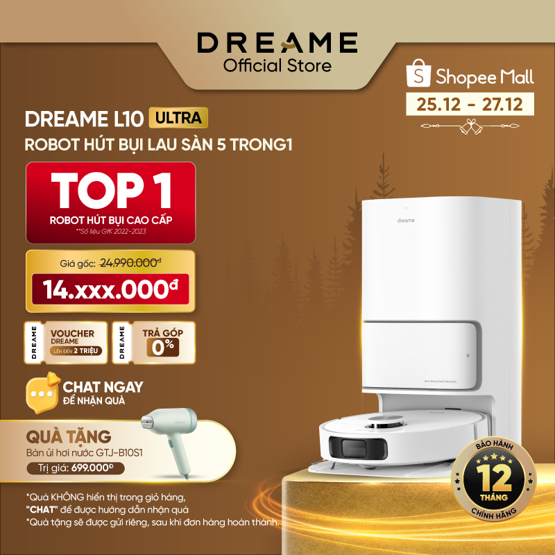 Robot lau sàn hút bụi tự làm sạch Dreame Bot L10 Ultra - Bản quốc tế - BH 12 tháng