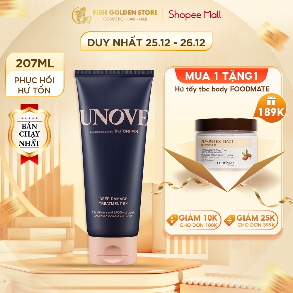 Kem ủ phục hồi nuôi dưỡng, chăm sóc tóc khô và hư tổn nặng Dr.FORHAIR UNOVE DEEP DAMAGE TREATMENT EX 207ml
