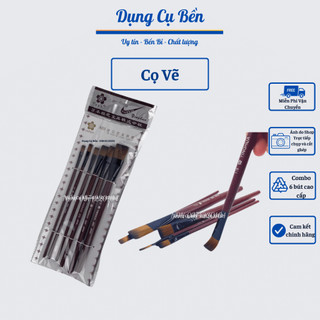 Chổi lông chuyên vẽ, bút lông custom màu sơn, giầy, túi đầu bằng, combo 6 bút loại sịn.