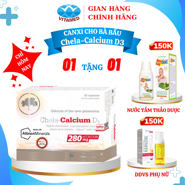 [ Mua 1 Tặng 1 ] Chela-Calcium D3 - Viên Uống Bổ Sung Canxi Hữu Cơ Hộp 30 Viên