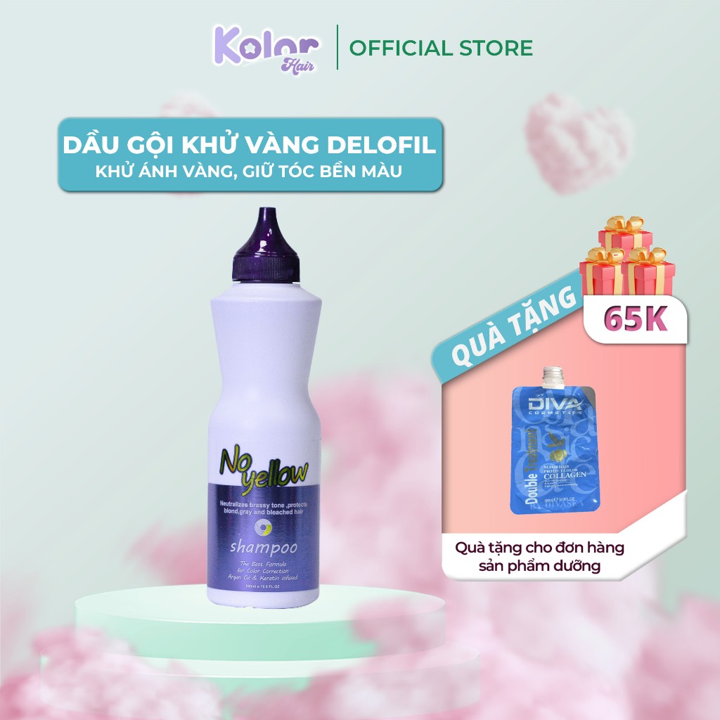 Dầu gội tím, khử ánh vàng giữ màu dành cho tóc tẩy nhuộm màu thời trang Delofil No Yellow 500ml