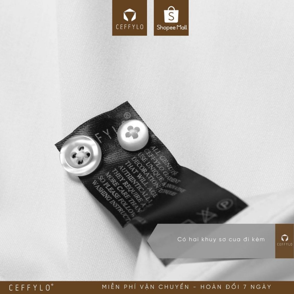 Áo Sơ Mi Nam Trơn Ceffylo Cao Cấp Màu Trắng Chất Bamboo Vải Sợ Tre Thoáng Mát Mềm Mịn Thấm Hút Tốt Hạn Chế Nhăn