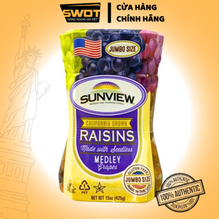 Nho khô Sunview Raisins Mỹ 425g [CHÍNH NGẠCH] Nho thượng hạng thơm ngon chua ngọt tự nhiên, bổ dưỡng