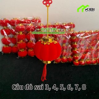 Đèn lồng trang trí cây, lồng đèn nhung đỏ treo trang trí tết size nhỏ
