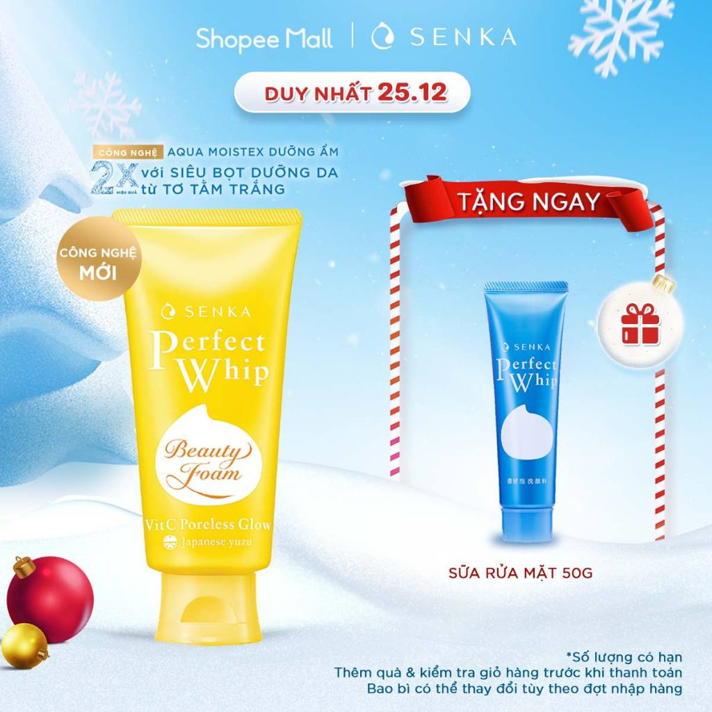 Sữa Rửa Mặt Senka Perfect Whip Vit C Dưỡng Sáng Mờ Thâm 100g