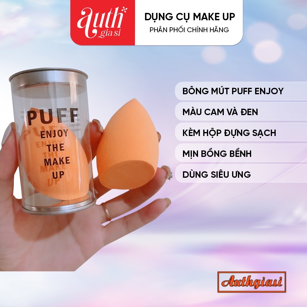 Bông mút tán nền Puff Enjoy kèm hộp thiếc cao cấp