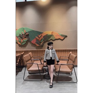 [16kg-45kg] Sét Dạ Kẻ Đen Cho Bé Gái, Gồm Quần Nhung  + Áo Dạ 2 Lớp Lót Gió, Hàng May Kỹ