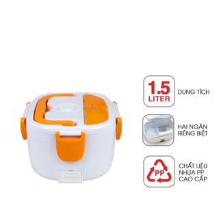 Hộp cơm điện hâm nóng Magic Korea A03 Công Suất 40W, Hàng Chính Hãng, Thiết Kế 2 Ngăn - JoyMall