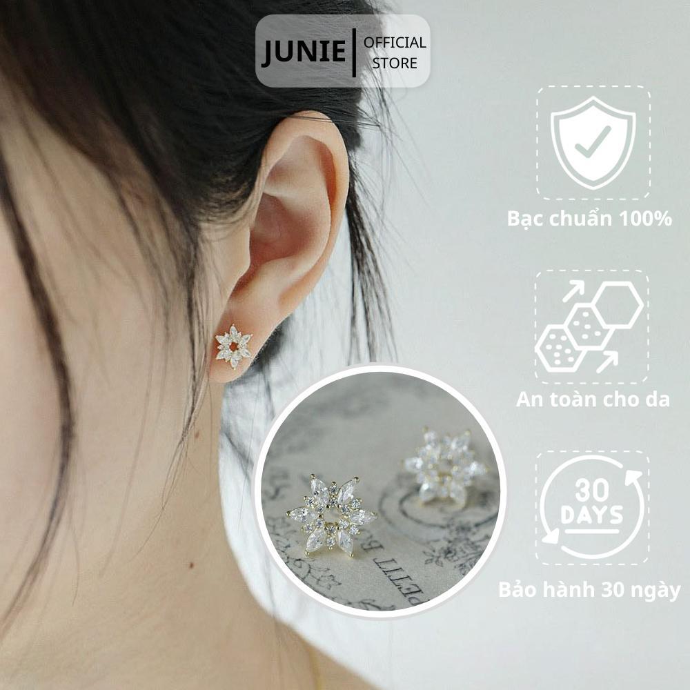 Bông Tai Bạc Mạ Vàng JUNIE, Bông Tai Tạo Hình Bông Hoa Năm Cánh E-AMY