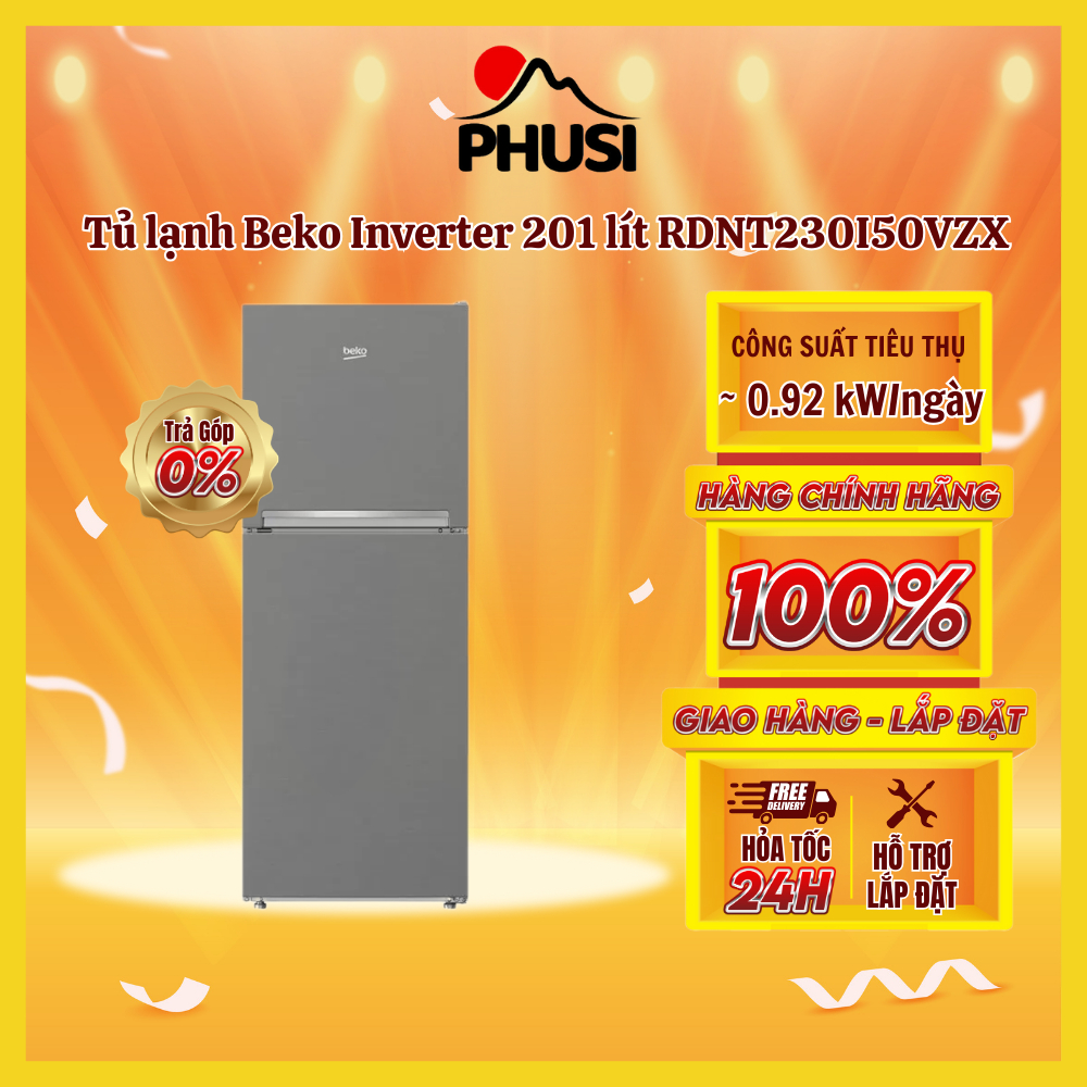 Tủ lạnh Beko RDNT230I50VZX, 201L, Inverter