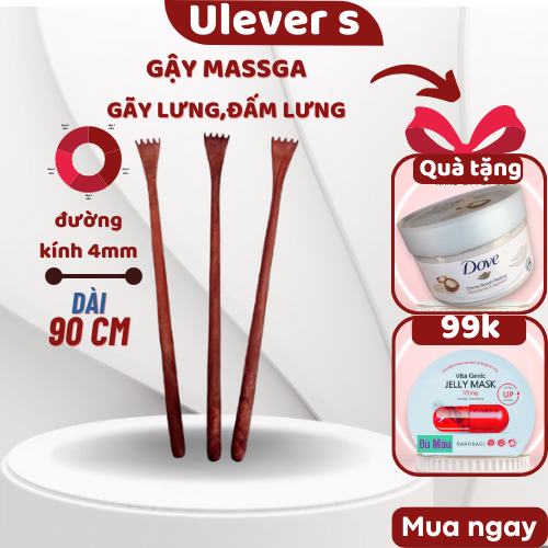 Cây gậy gãi lưng 5 răng chất liệu gỗ tự nhiên,dụng cụ massage,đấm lưng dài 90cm