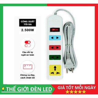 Ổ cắm điện honjianda 0314b công suất 2500w 4 ổ cắm dây dài 3m, 5m