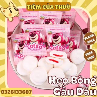 Kẹo Mashmallow Gấu Dâu Losto Có Nhân, Kẹo Dẻo Marshmallow Nhân Mứt Dâu Gấu Dâu Lotso