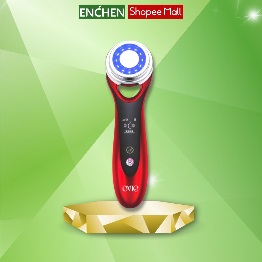 Máy massage đẩy tinh chất Ovie chăm sóc da mặt và mắt bổ sung Ion có đèn LED