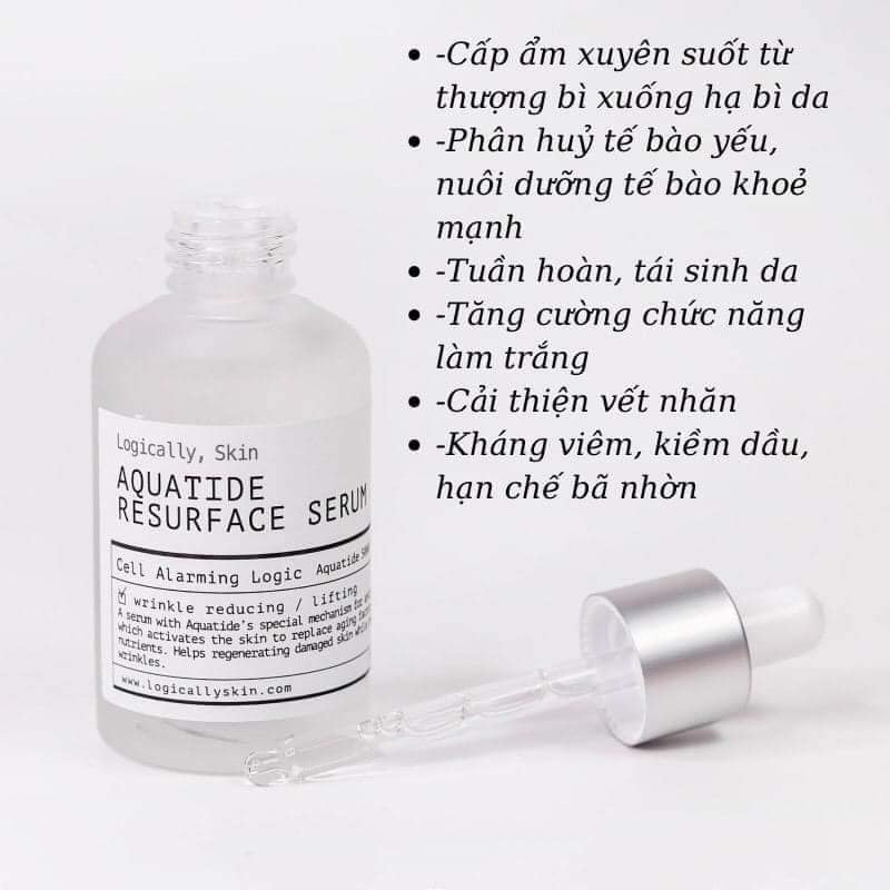 Serum Logically, Skin  Aquatide Resurface - 50ml giúp da căng bóng, chống oxy hóa và cấp nước tuyệt vời