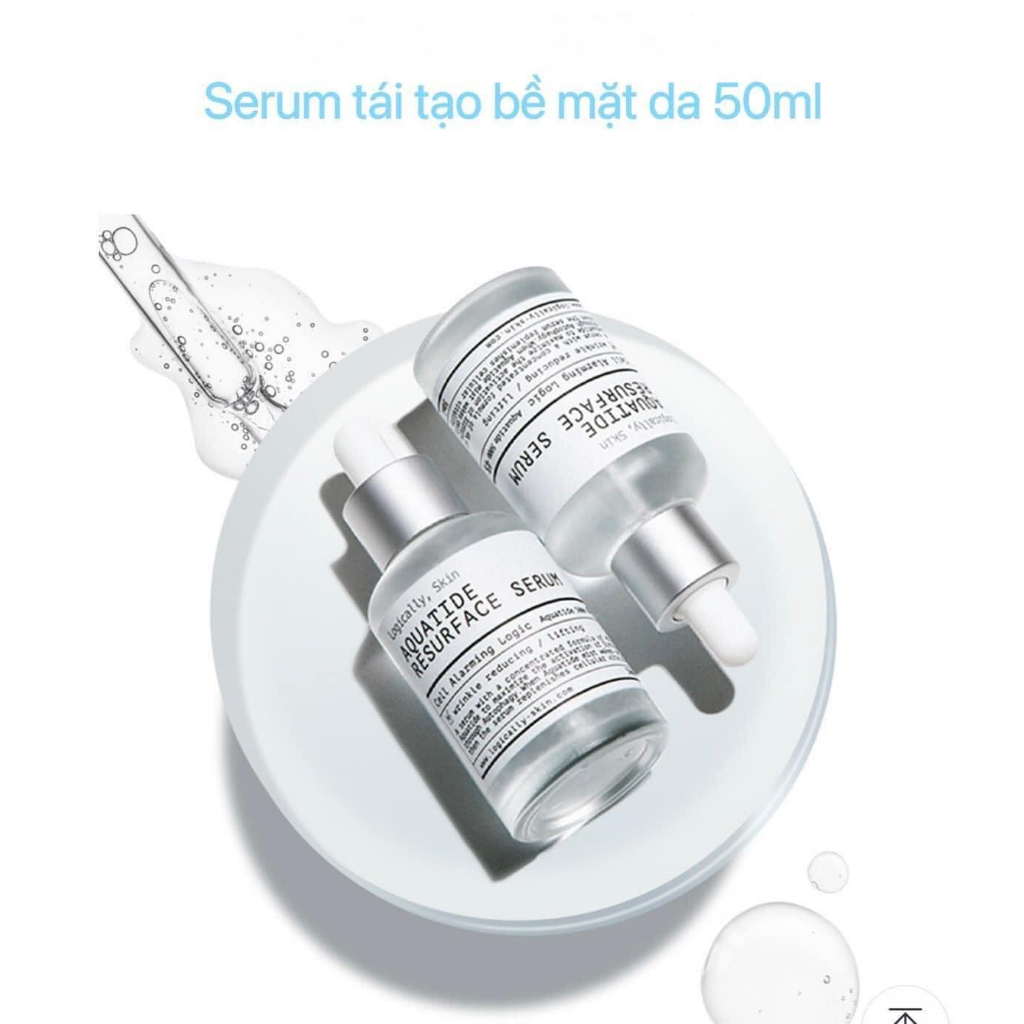 Serum Logically, Skin  Aquatide Resurface - 50ml giúp da căng bóng, chống oxy hóa và cấp nước tuyệt vời