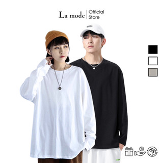 Áo Thun Tay Dài Longtee Trơn Basic Unisex Nam Nữ Form Rộng - La mode