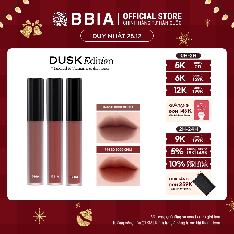 Son Kem Lì Bbia Last Velvet Lip Tint - Dusk Edition (3 màu) 5g